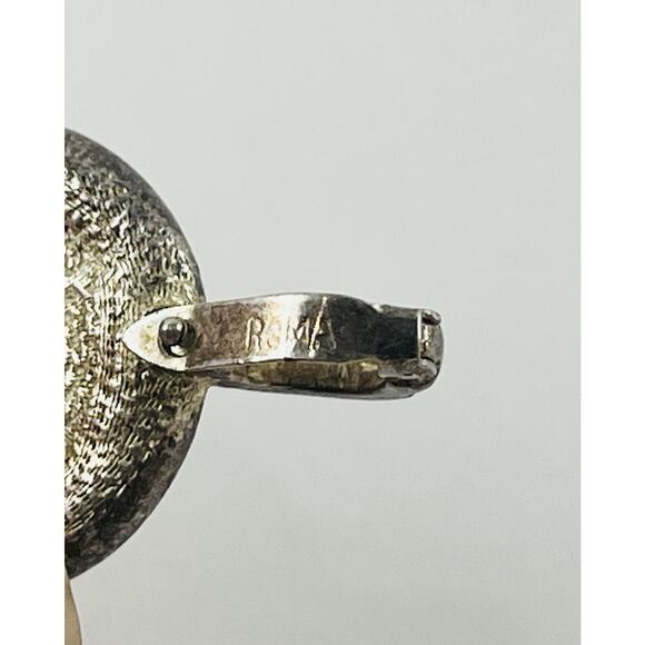 Vintage Roman Faux Pearl Rhinestone Silver tone Pendant for Necklace Round 1" Sc - Picture 15 of 16